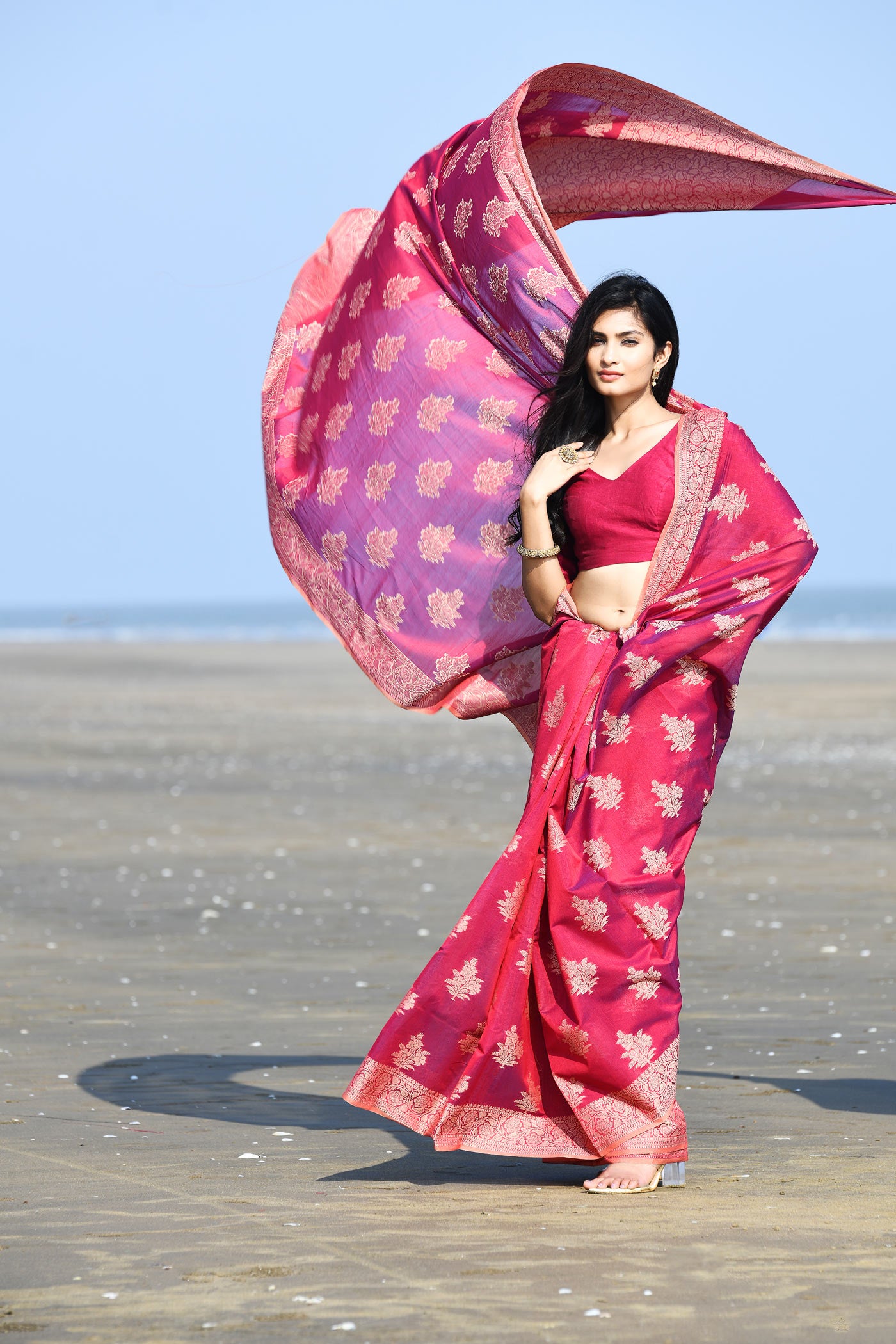 'Ruhani' Blue-Grey Pure Resham Cotton Banarasi Handloom Saree 'Ruhani' Blue-Grey Pure Resham Cotton Banarasi Handloom Saree