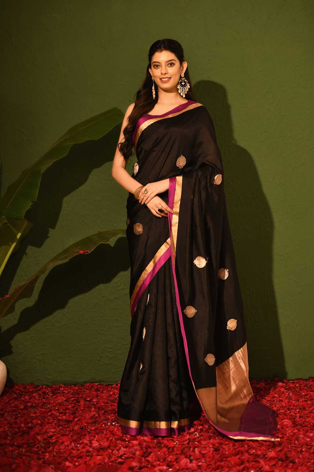 Blackpure Katan Silk Silk Banarasi Handloom Saree