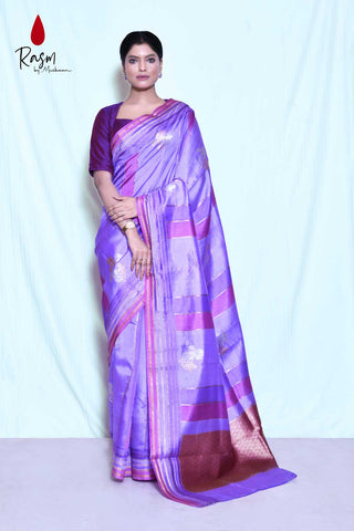 Rangkat Pure Katan Silk Banarasi Handloom Saree With Kadhua Boota