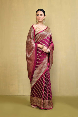 Saree With Contemporary Adda Stripe Pattern Design