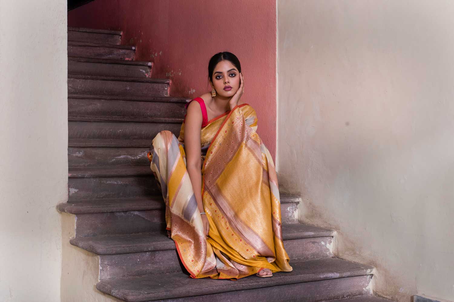 Rangkat Pure Tussar Banarasi Silk Saree With Blouse