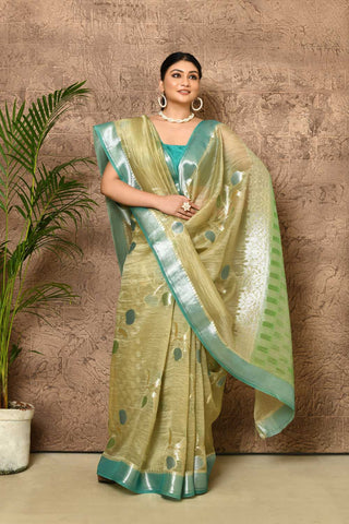 Handloom Silk Saree With Contrast Border