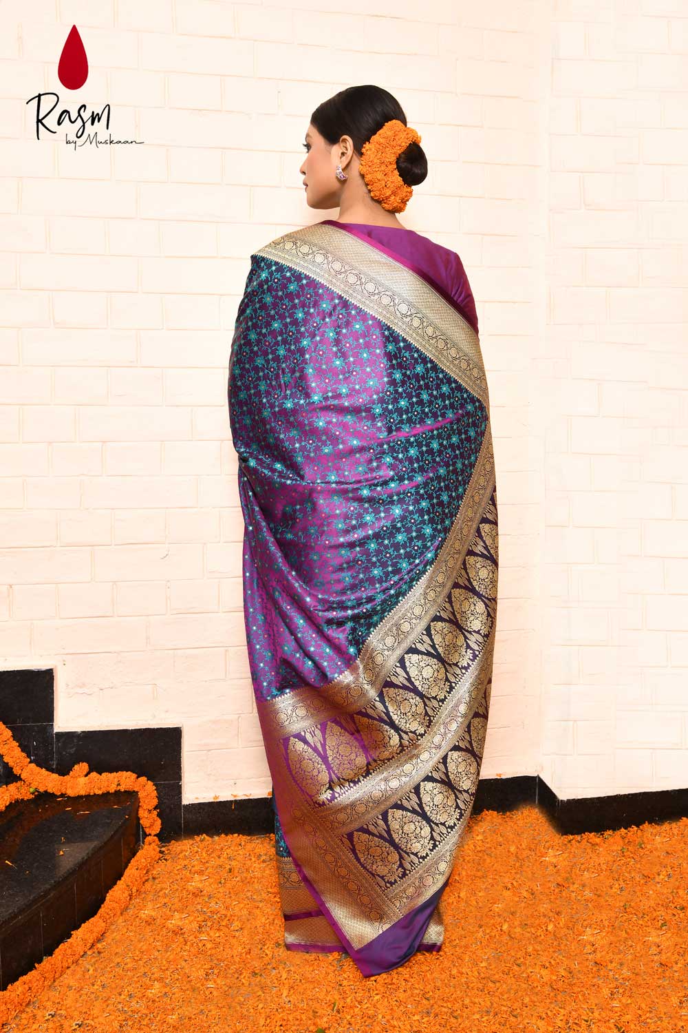 Tanchoi banarasi handloom saree with jaal