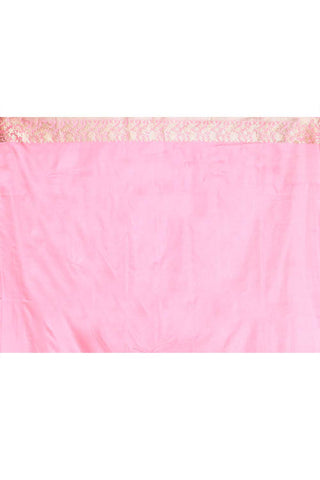 Pink Pure Katan Mushru Silk Banarasi Handloom Saree With Kadhua Border