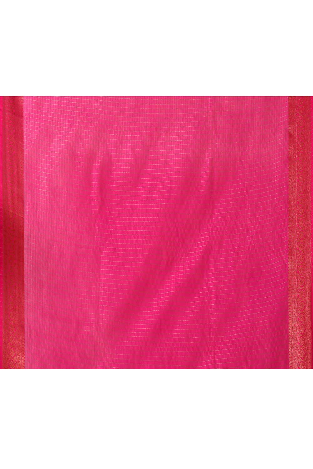 Rani Pink Pure Cotton Silk Banarasi Handloom Saree With Handwoven Meenakari Boota