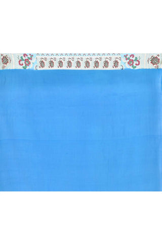 Blue Pure Khaddi Georgette Silk Banarasi Handloom Saree With Meenakari Border