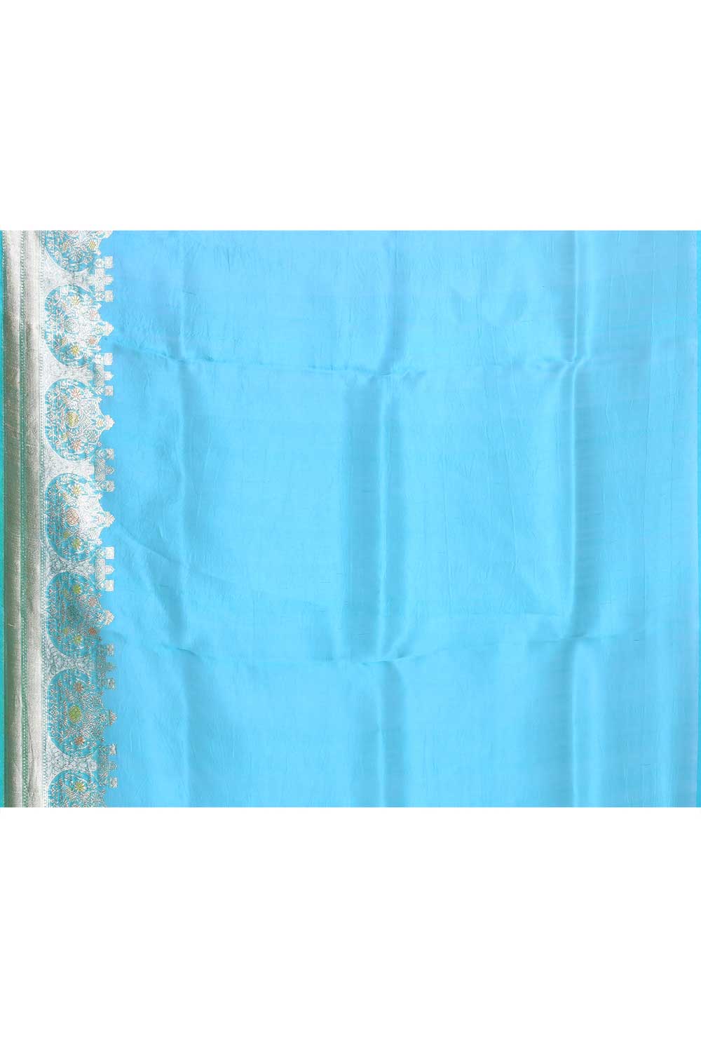 Rangkat Pure Kora Organza Banarasi Handloom Silk Saree With Modern Contemporary Body And Meenakari Border