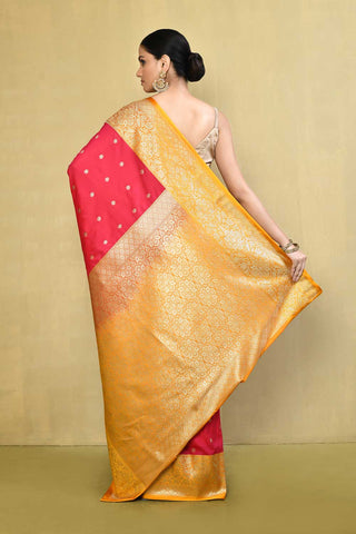 Red - Yellow Saree With Contrast Border