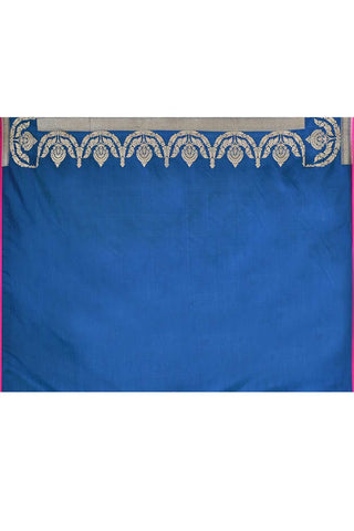 Blue Banarasi Handloom Saree With Scalloped Border