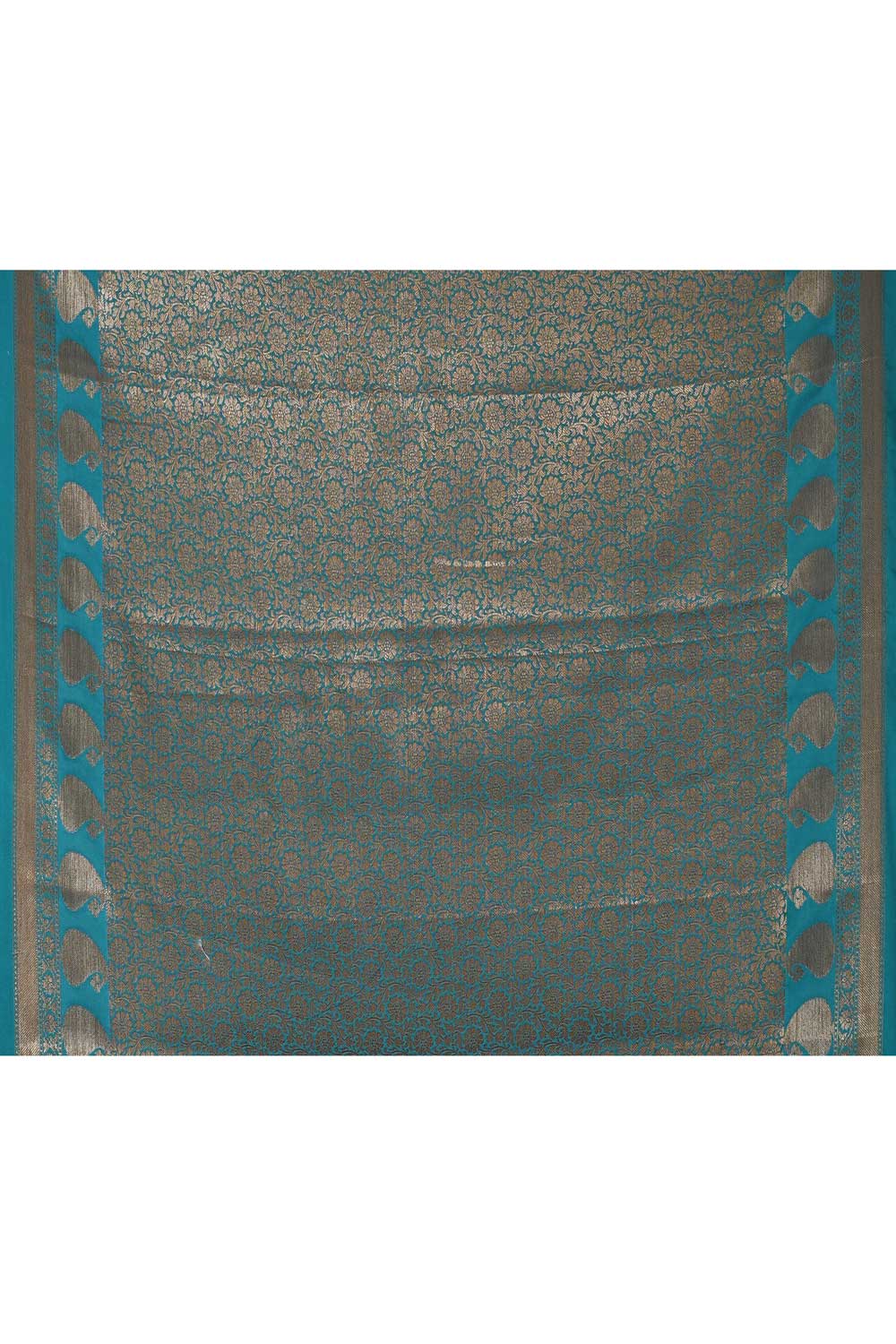 Dull Olive Green  Cotton Silk Banarasi Handloom Saree With Handwovenorder Paisley Border