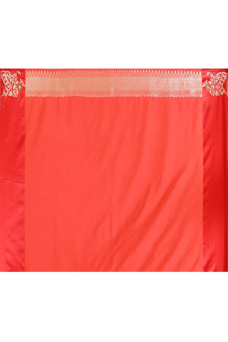 Mustard Yellow - Red Banarasi Handloom Saree with Contrast Meenakari Border