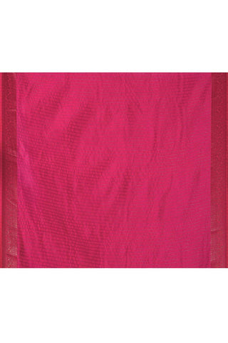 Cherry Red Pure Cotton Silk Banarasi Handloom Saree With Handwoven Meenakari Boota