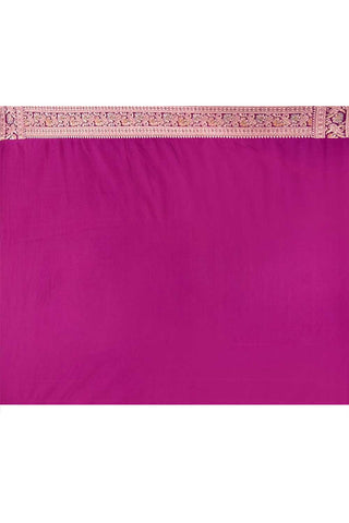 Deep Pink Mushru Satin Banarasi Handloom Saree With Meenakari Jaal And Border