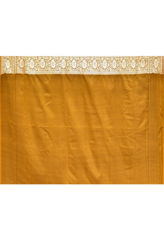 Mustard-Green Semi Katan Mushru Satin  Banarasi Handloom Saree