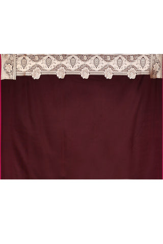 Cranberry Maroon Semi Katan Mushru Satin  Banarasi Handloom Saree