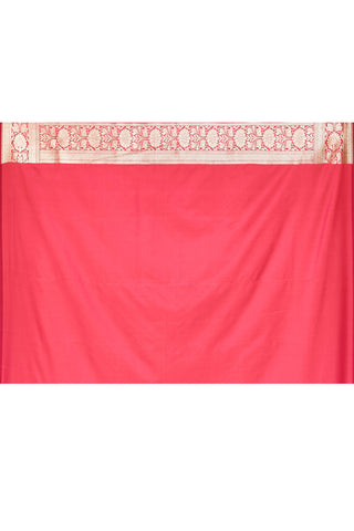 Peach -Pink Semi Katan Mushru Satin Banarasi Handloom Saree