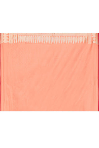 Coral Peach-Semi Katan Mushru Satin Banarasi Handloom Saree