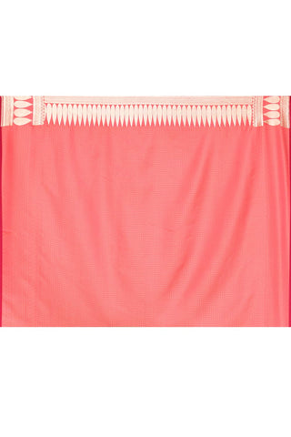 Pink -Peach Semi Katan Mushru Satin Banarasi Handloom Saree