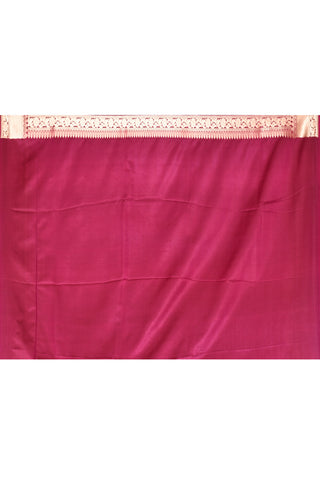 Magenta Purple Semi Katan Mushru Satin Banarasi Handloom Saree