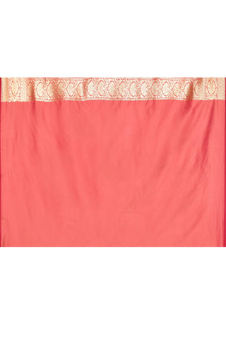 Peach-Pink Semi katan Mushru Satin Banarasi Handloom Saree