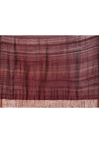 Cranberry Wine Pure Tussar Silk Banarasi Handloom Silk Saree