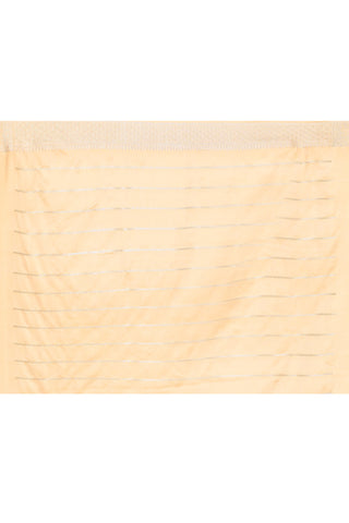 Beige -Tussar Mushru Satin Semi Katan Banarasi Handloom Silk Saree