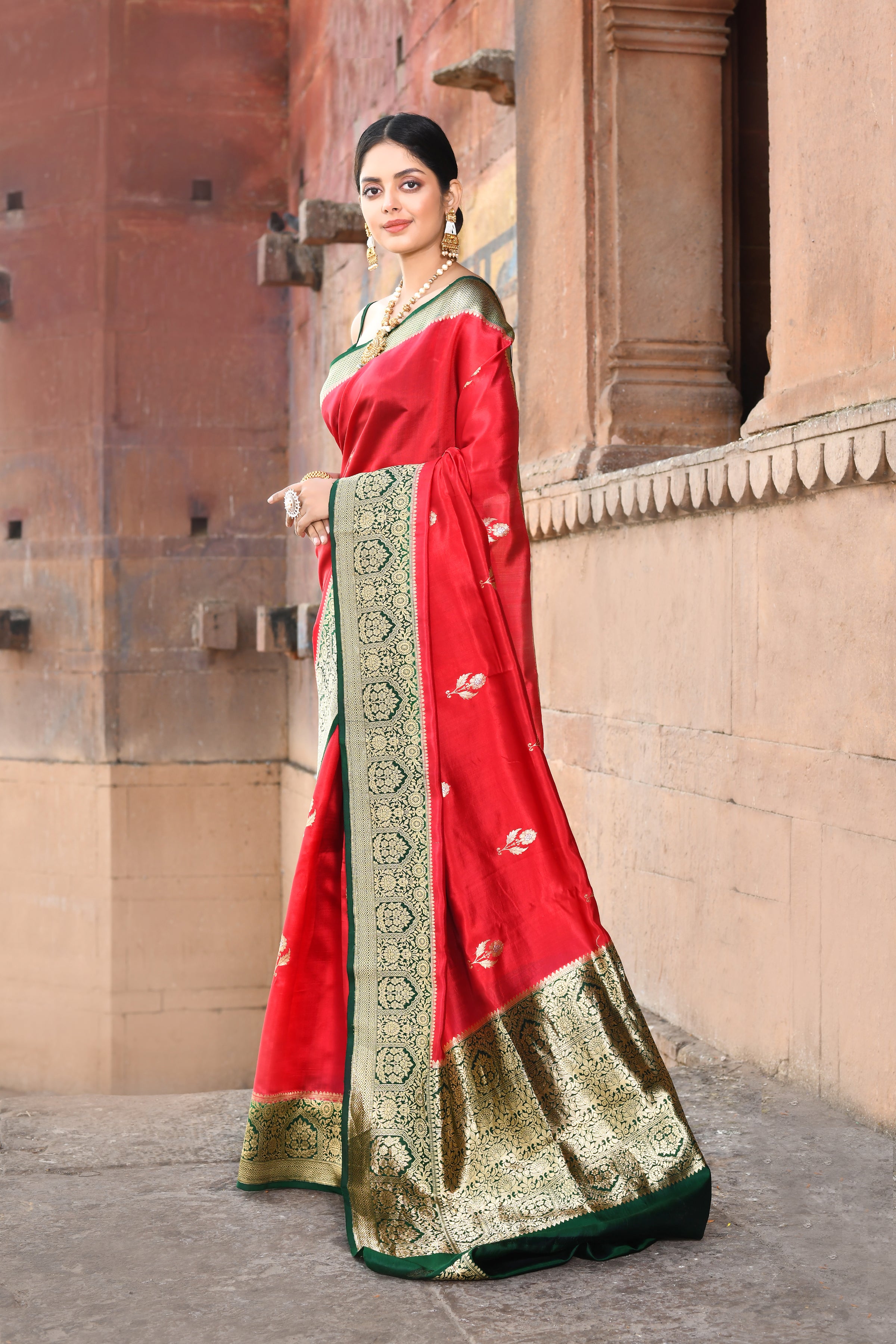 Pure Katan Silk Banarasi Handloom Saree With Blouse