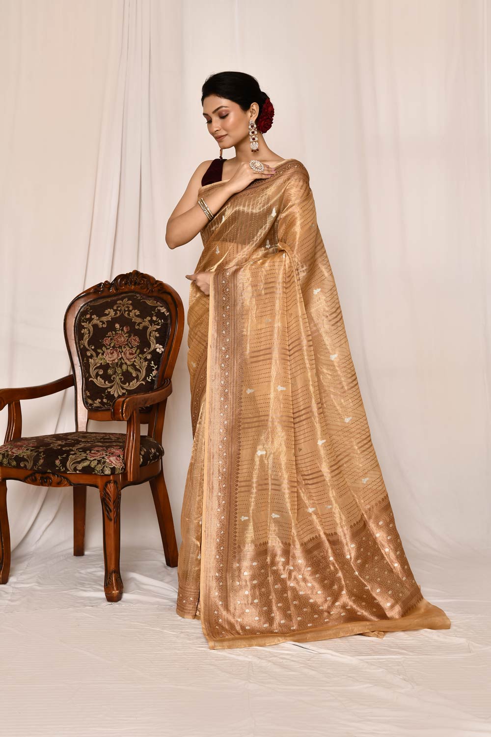 Tussar Gold -Pure Tissue Silk Banarasi Handloom Silk Saree