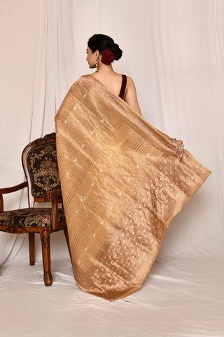 Tussar Gold -Pure Tissue Silk Banarasi Handloom Silk Saree