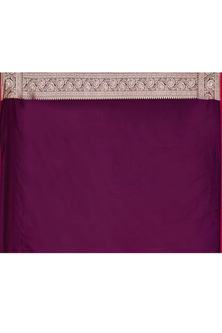 Purple  Mushru Satin Semi Katan  Banarasi Handloom Silk Saree