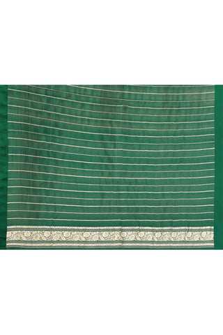 Dark Green Pure Katan Silk Banarasi Handloom Saree With Kadhua Boota and Border