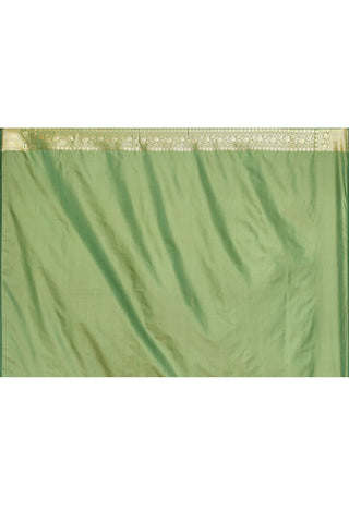 Firn Green Semi katan Mushru Satin Banarasi Handloom Silk Saree