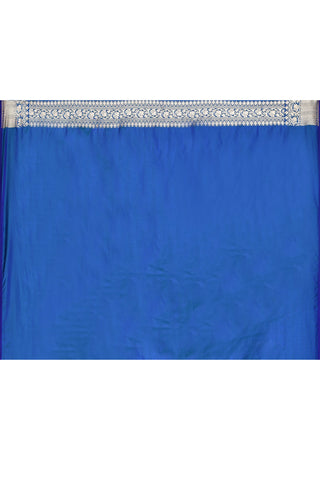 Royal Blue Semi Katan Silk Mushru Satin Banarasi Handloom Saree