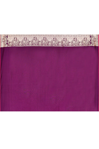 Cadbury Purple- Semi Katan Mushru SatinBanarasi Handloom Silk Saree