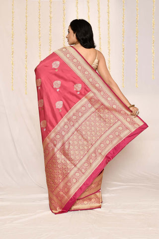 Blush Pink Pure Katan Silk Banarasi Handloom Silk Saree