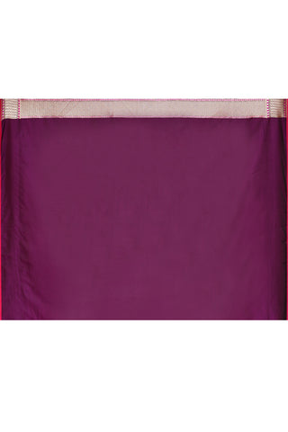 Cadbury Purple- Semi Katan Mushru Satin Banarasi Handloom Silk Saree