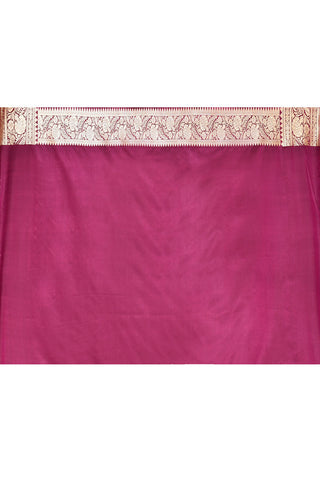 Magenta Pink Semi Katan Mushru Satin Banarasi Handloom Silk Saree