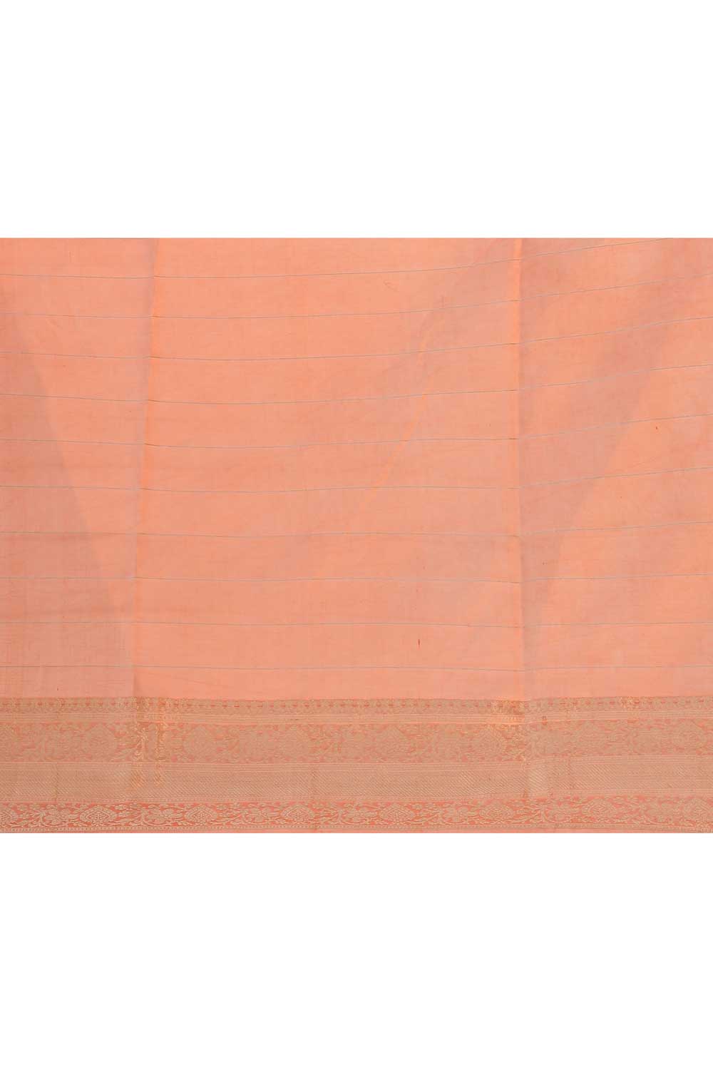 Coral Peach Pure Katan Silk Banarasi Handloom Saree With Kadhua Booti