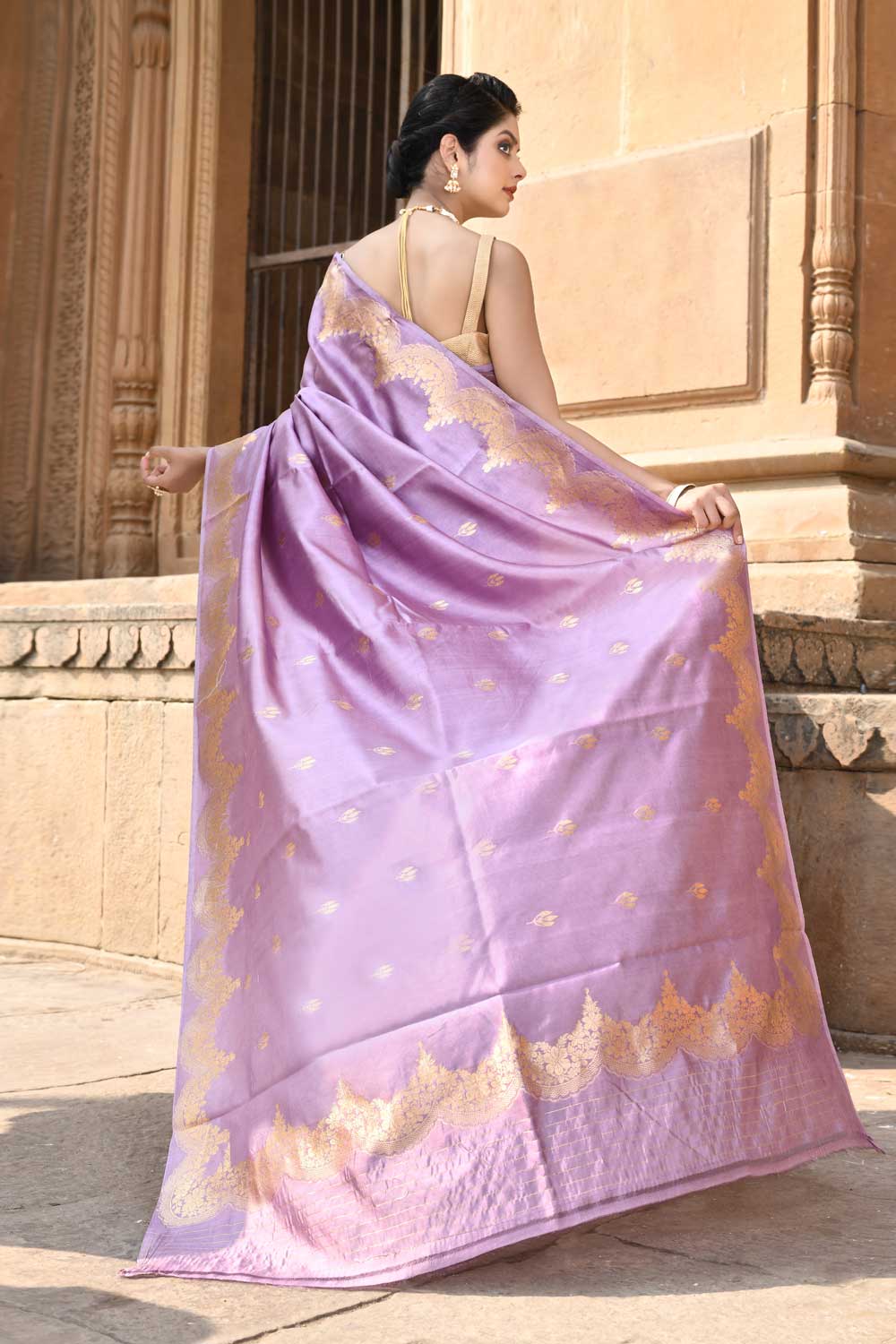 Dusty Purple' Banarasi Handloom katan silk Saree