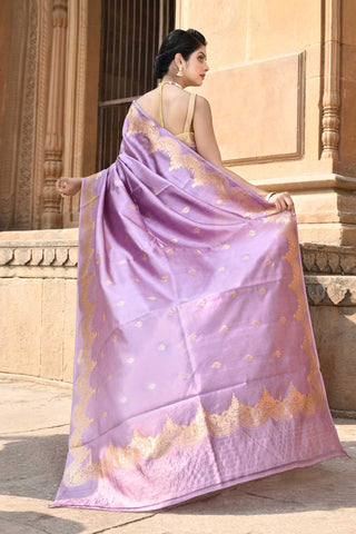 Dusty Purple' Banarasi Handloom katan silk Saree