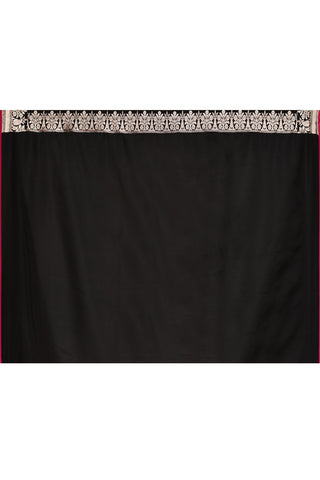 Black Semi Katan Mushru Satin Banarasi Handloom Silk Saree