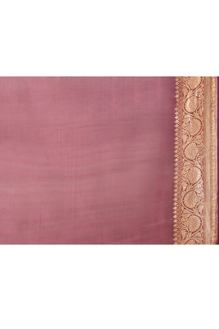 Rose Gold Pure Kora Organza Banarasi Handloom Silk Saree