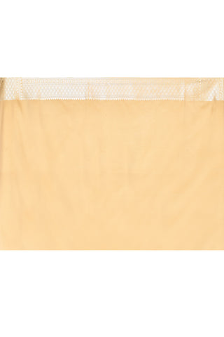 Beige -Tussar Semi Katan Mushru Satin Banarasi Handloom Siilk Saree