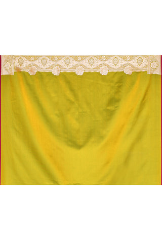 Mustard Green - Semi Katan Mushru Satin Banarasi Handloom Saree