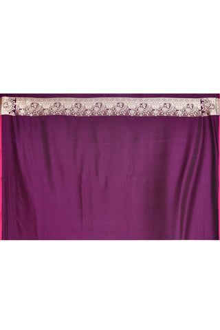 Cadbury Purple Semi Katan Mushru Satin Banarasi Handloom Saree