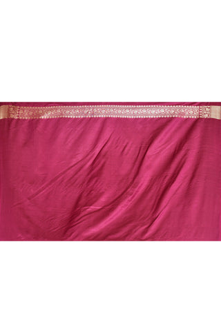 Magenta Purple Semi Katan Mushru Satin Banarasi Handloom Silk Saree