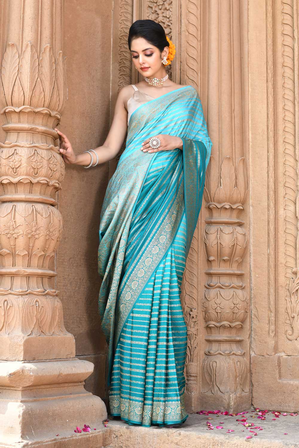 Georgette Banarasi Handloom Silk Saree With Blouse