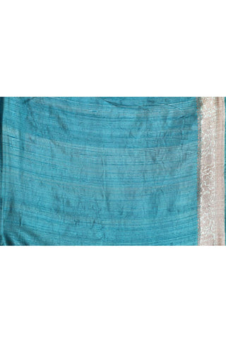 Sky Blue Pure Tussar Silk Banarasi Handloom Silk Saree