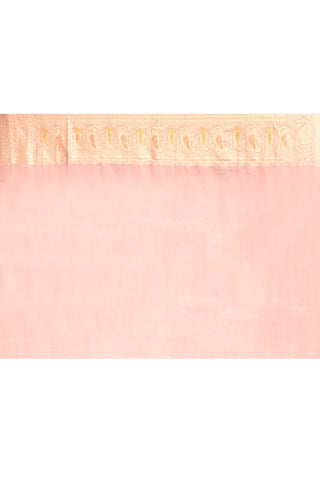 Peach Rose Gold Pure Katan Silk Banarasi Handloom Silk Sareee