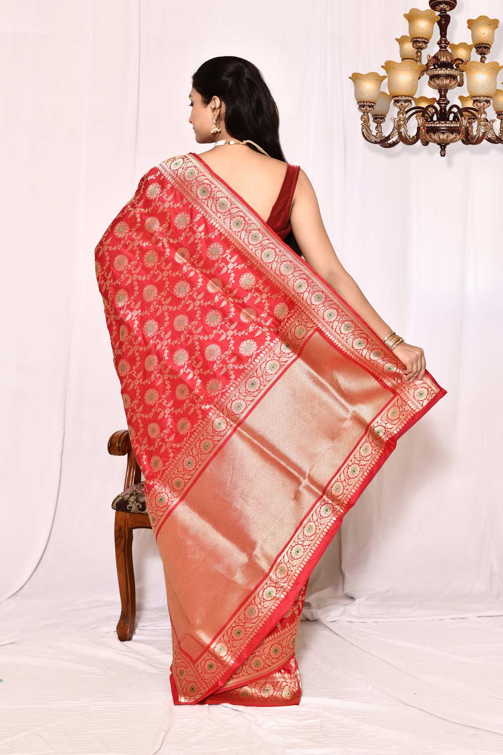 Red Pure Katan Silk Banarasi Handloom Saree